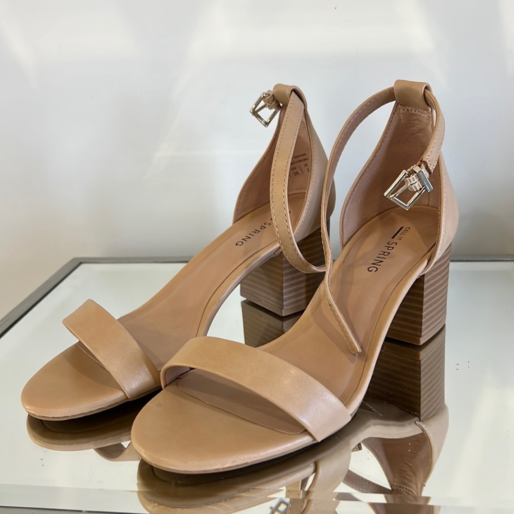 Nude Block Heels
